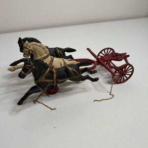 Large Hubley Cast Iron 3 Horse Drawn Carriage